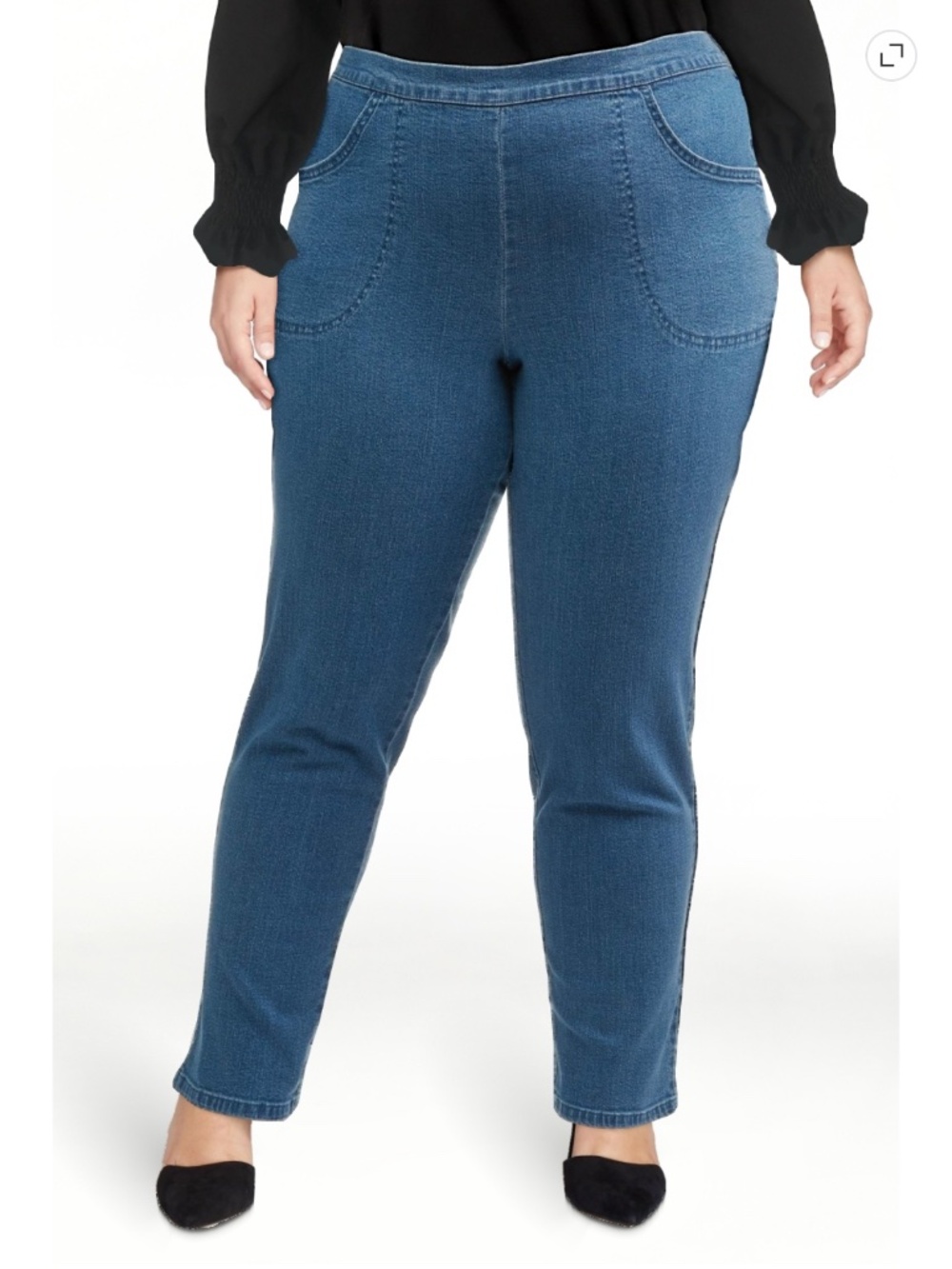 Just My Size Women’s Med. Stonewash 2 Pocket Pull On Denim Pants Size 2X NWT
